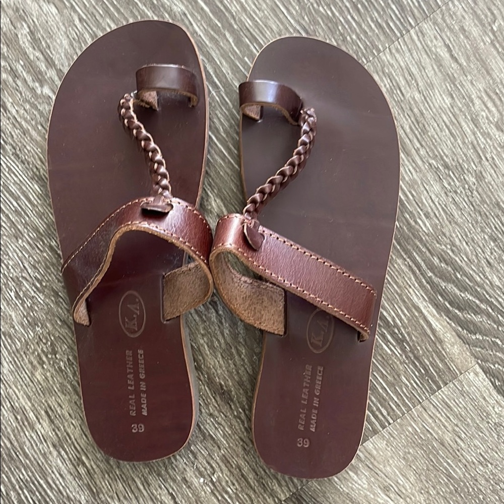 Genuine Greek Leather Sandals - New!